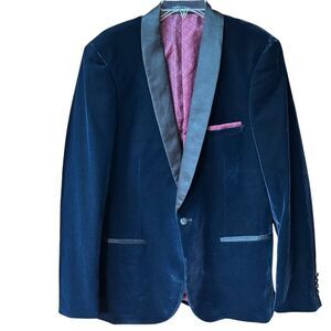 Paisley & Gray Navy Velvet Slim-fit Single Button Tuxedo Dinner Jacket 42L